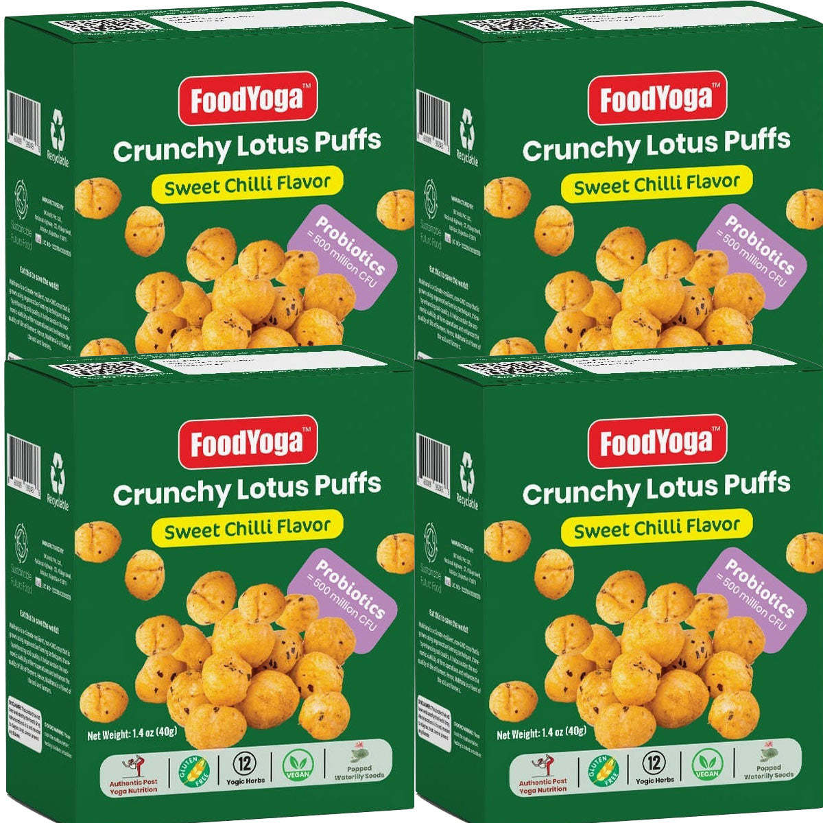 Crunchy Lotus Puff Probiotics, Sweet Chilli Flavor, 8x1.4 oz