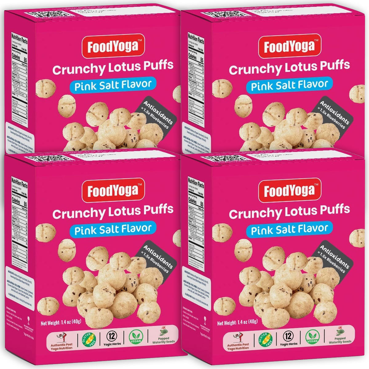 Crunchy Lotus Puff Antioxidant, Himalayan Pink Salt Flavor, Pack of 8